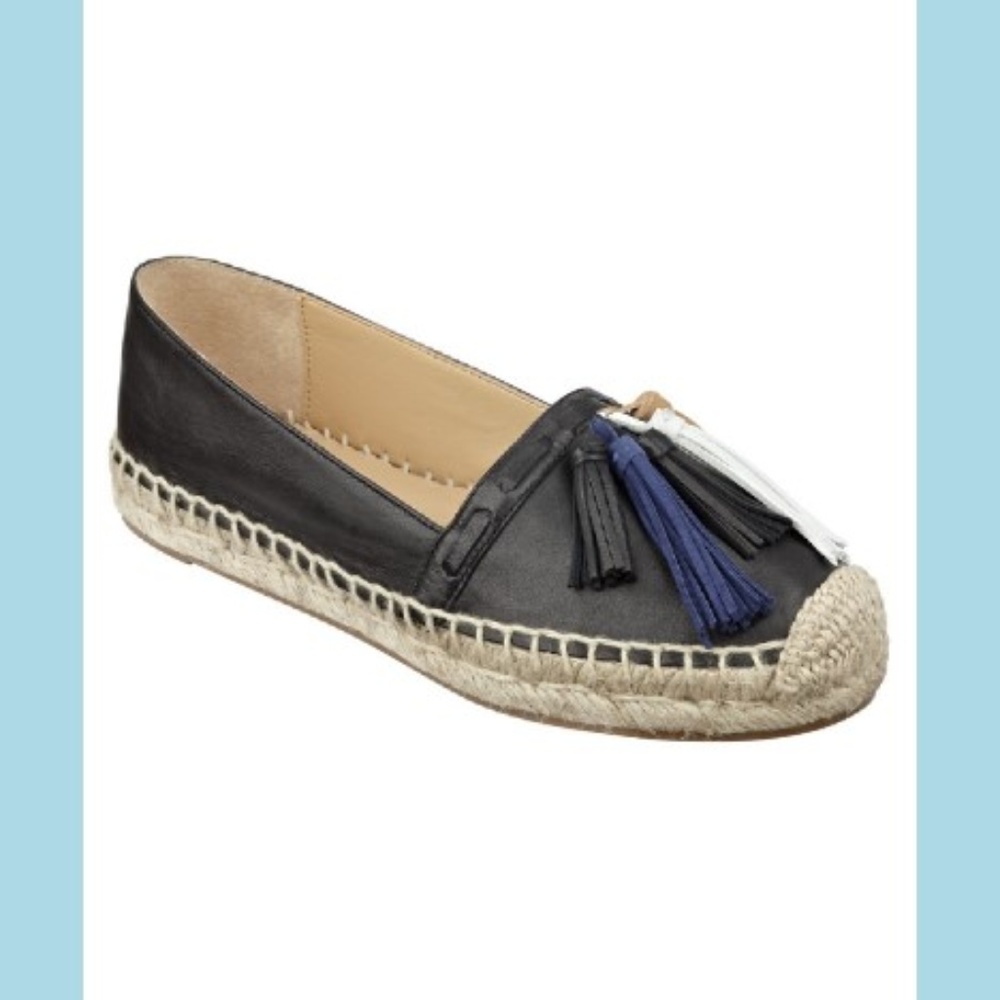 MARC FISHER Celeste Black Leather Espadrilles